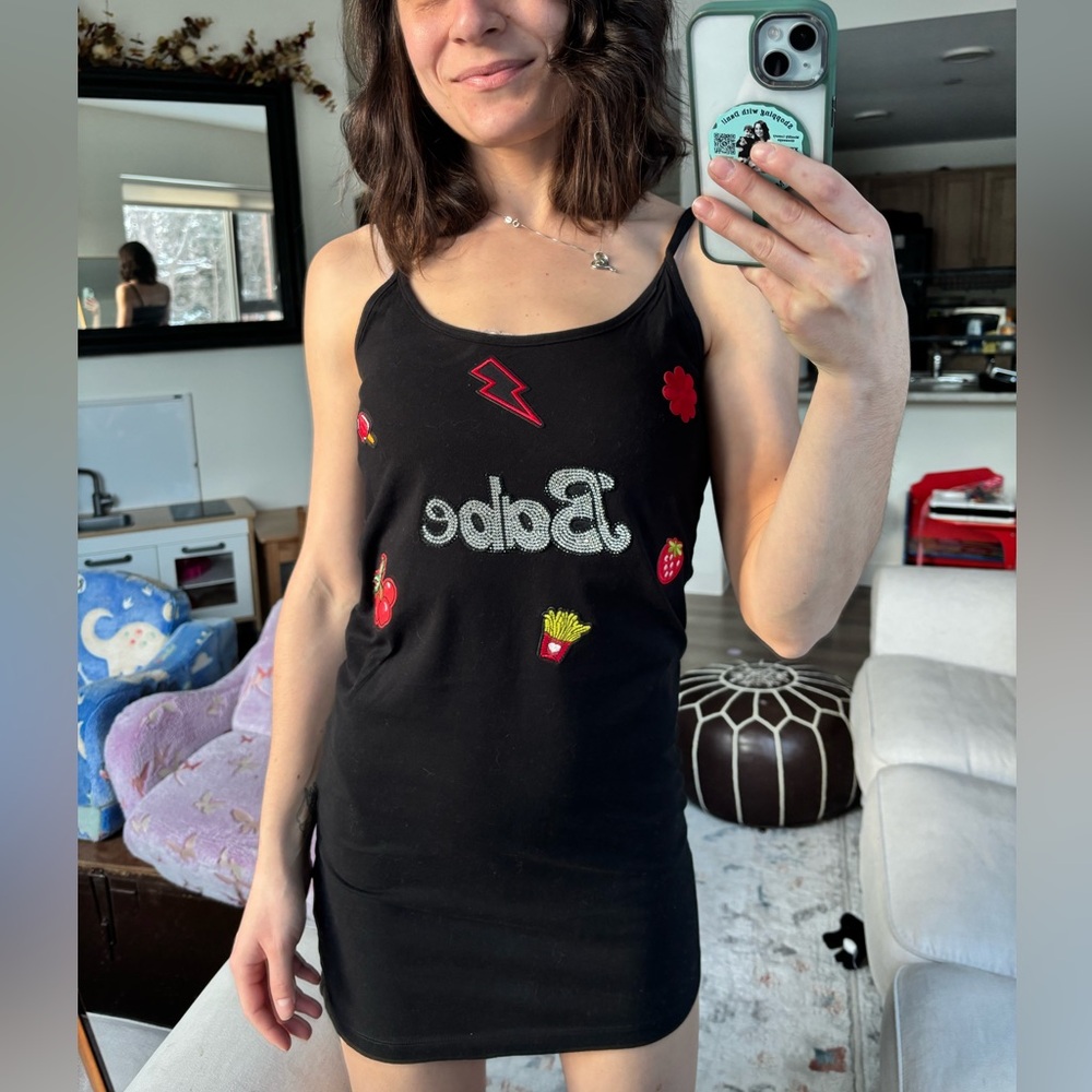 “Babe” Black Graphic Mini Dress - Picture 2 of 5